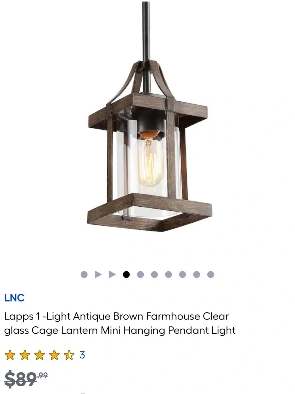 New LNC Lapps Rustic Brown Farmhouse Cage Lantern Hanging Pendant Light